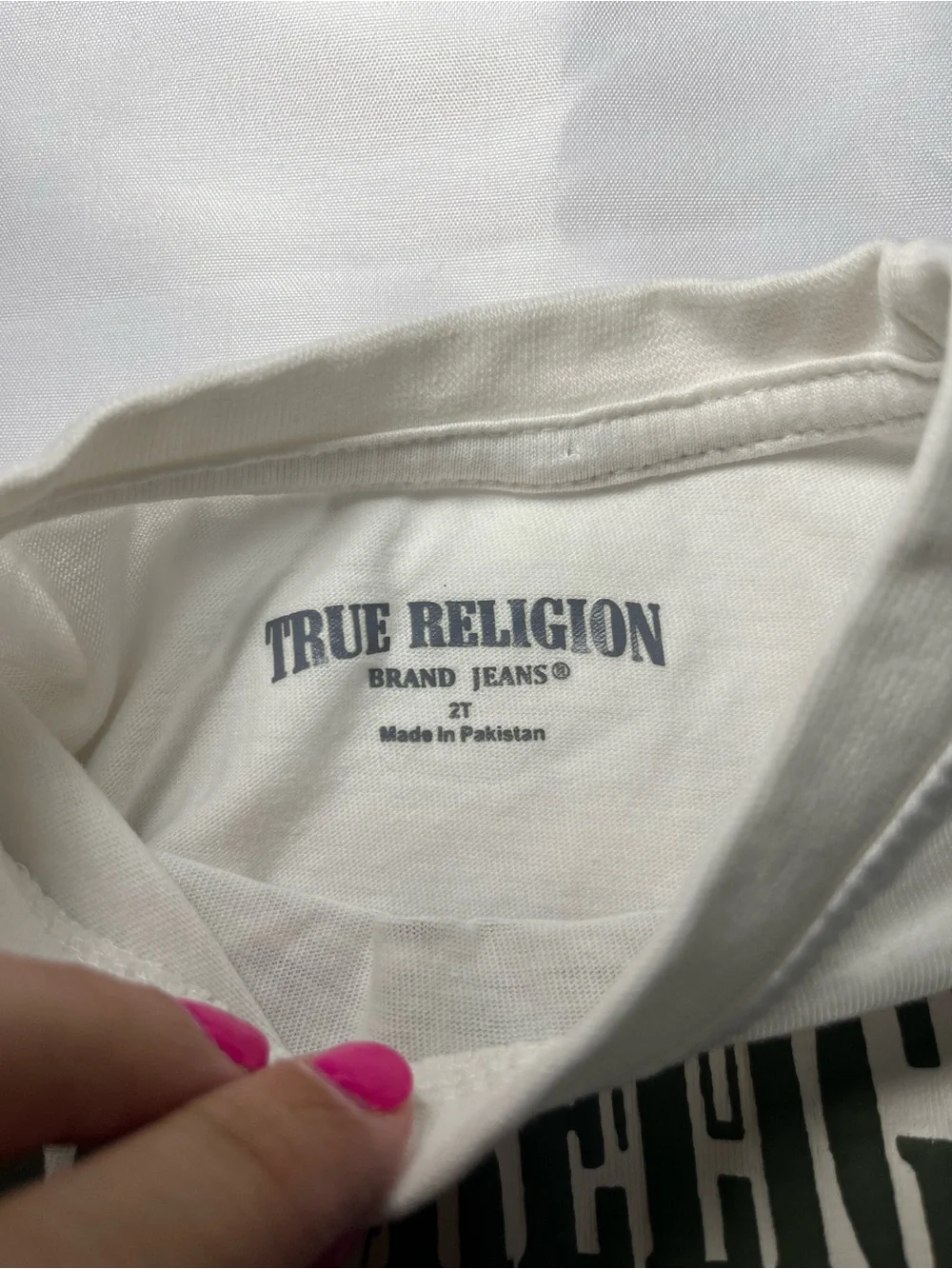 True Religion Jeans Logo T-Shirt Size 2T White Black Short Sleeve Graphic‎ Tee